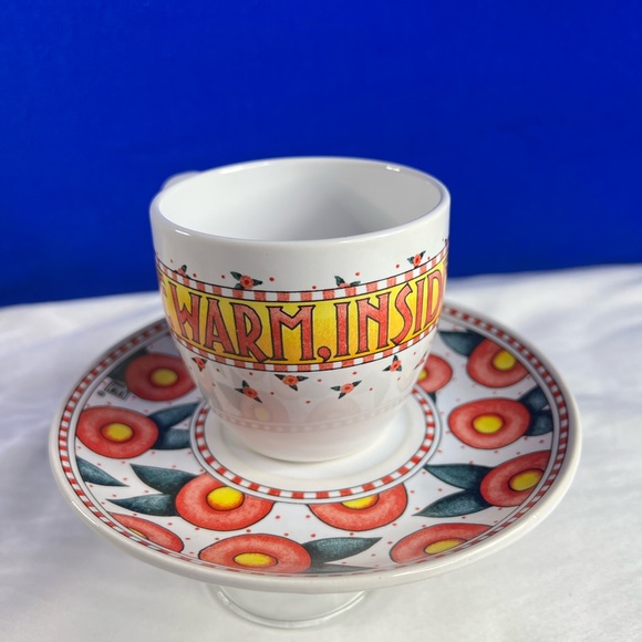 Be Warm Inside And Out by Mary Engelbrieit Cup and Matching Saucer Set. - Picture 5 of 10